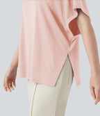 T-shirt col rond manches chauve-souris coupe décontractée