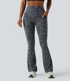 Legging de yoga bootcut taille haute gainant effet push-up imprimé léopard Halara UltraSculpt™ avec poches