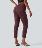 Leggings courts décontractés DayStretch taille haute en dentelle contrastée avec poches