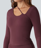 Haut de yoga SoftlyZero™ Plush push-up asymétrique à manches longues