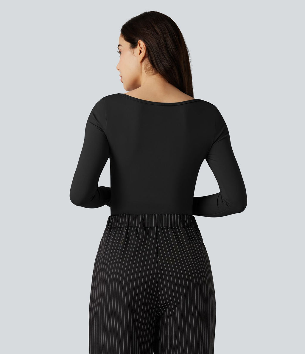 T-shirt tailleur SoftlyZero™ Airy col échancré manches longues