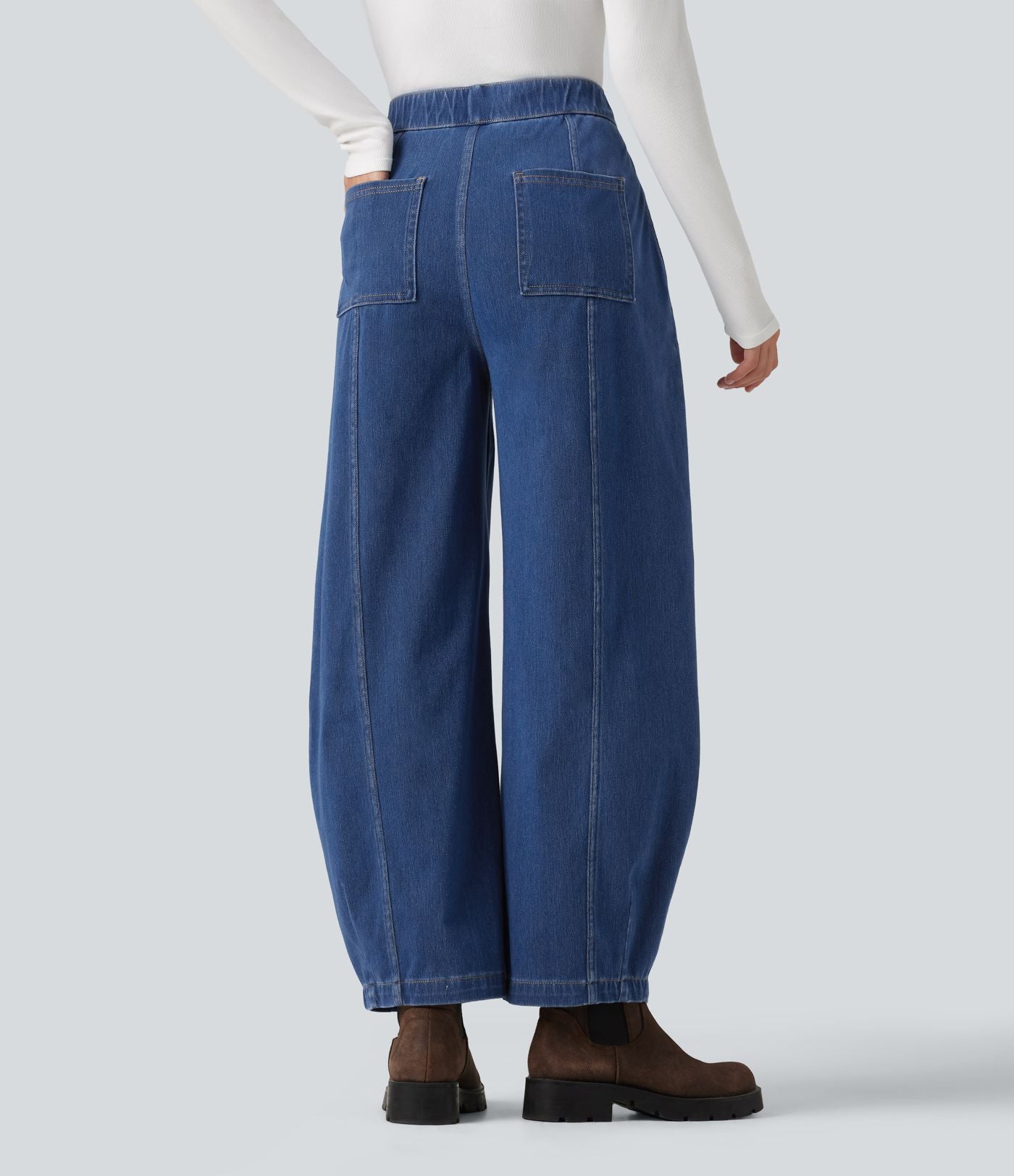 Jean barrel casual taille haute Halara Flex™ à poches
