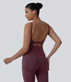 Débardeur court yoga dos nu torsadé doubles bretelles Halara UltraSculpt™ - Longueur allongée