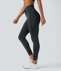 Legging de yoga rayé taille haute avec cordon de serrage et poches