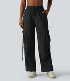 Pantalon cargo large fluide d'entraînement taille haute avec cordon de serrage, séchage rapide, à effet frais InstantCool et poches, protection solaire UPF40+