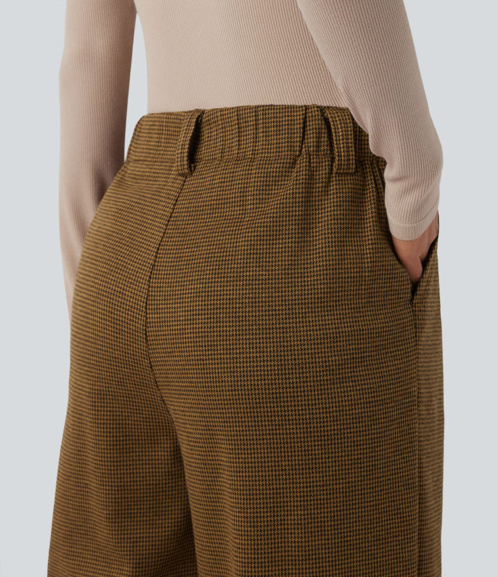 Halara Flex™ Pantalon tailleur baggy pied-de-poule taille haute avec poches