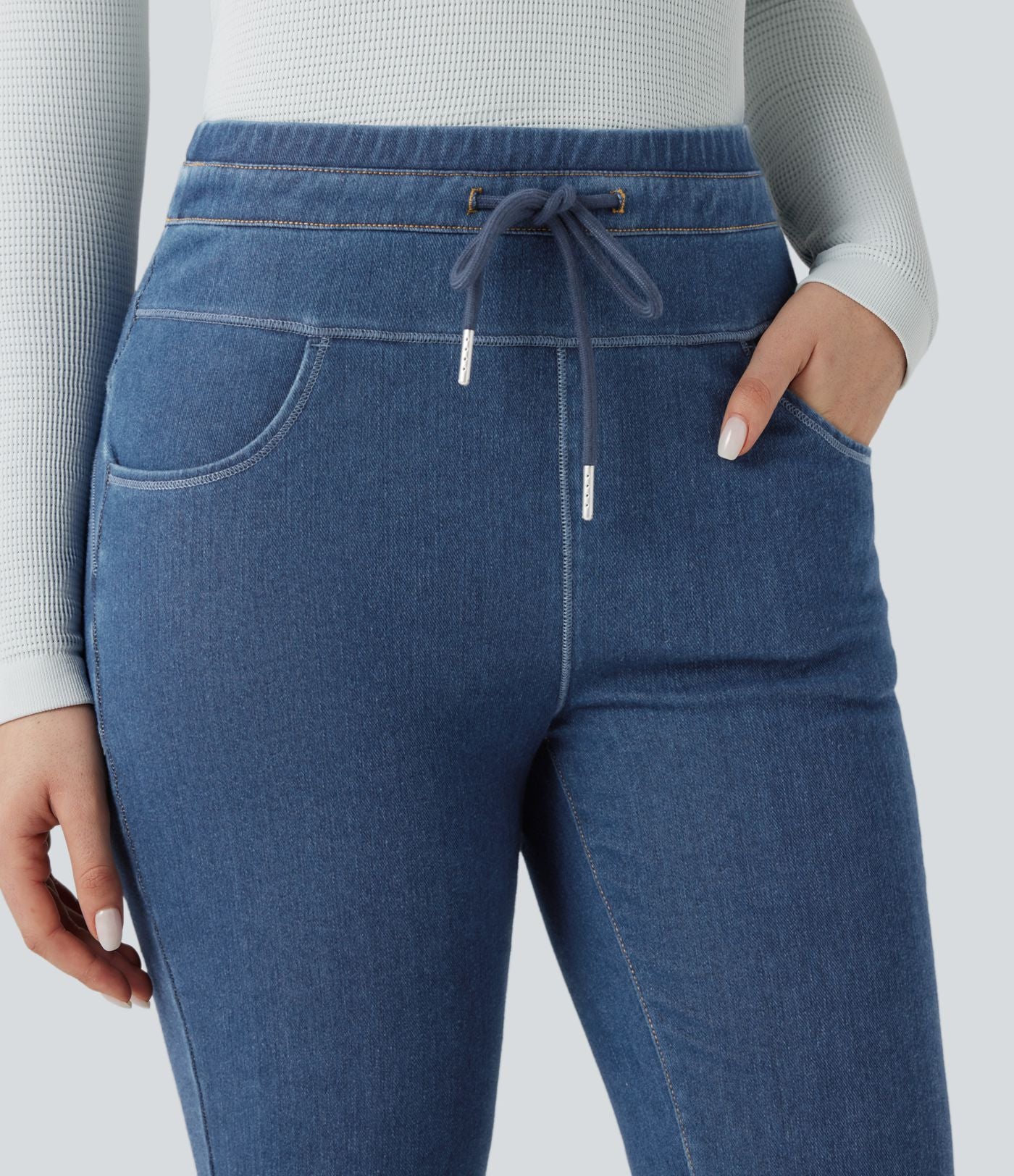 Halara Flex™ Denim Heat Legging casual évasé taille haute avec cordon de serrage et poches