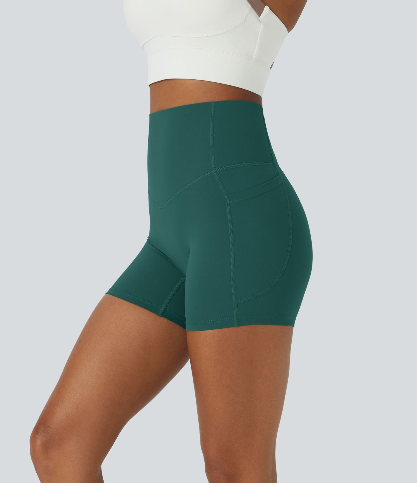Short cycliste d'entraînement gainant taille haute UltraSculpt™ SoCinched à poches latérales 12,5 cm