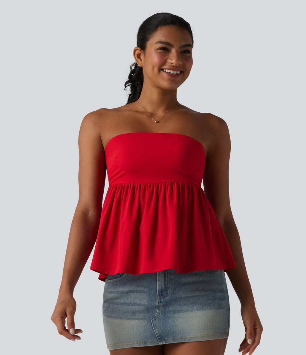Haut bandeau babydoll Breezeful™ à smocks, bas volanté et séchage rapide