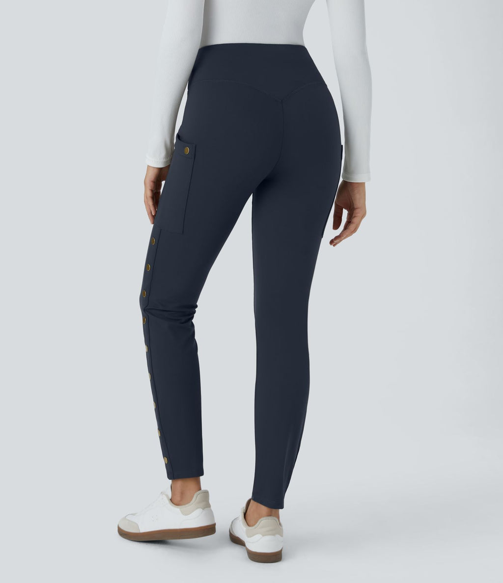 Pantalon taille haute ajusté longueur cheville avec poches décoratives DayStretch