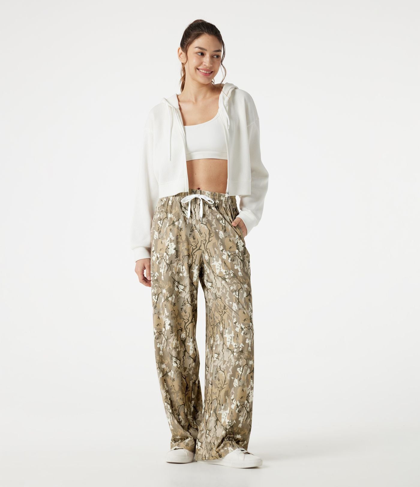 Pantalon de running baggy Halara UltraSculpt™ taille mi-haute imprimé camouflage avec cordon ajustable et poches