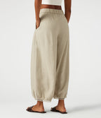 Pantalon casual barrel longueur 7/8 taille mi-haute à bordure ajourée avec poches