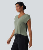T-shirt casual col V manches courtes