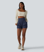 Short de yoga SoftlyZero™ Airy taille haute froncé effet frais InstantCool 7,5 cm avec poches