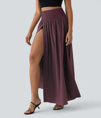 Breezeful™ Jupe Taille Haute Casual Maxi Séchage Rapide Fluide Fente Plissée 2 en 1