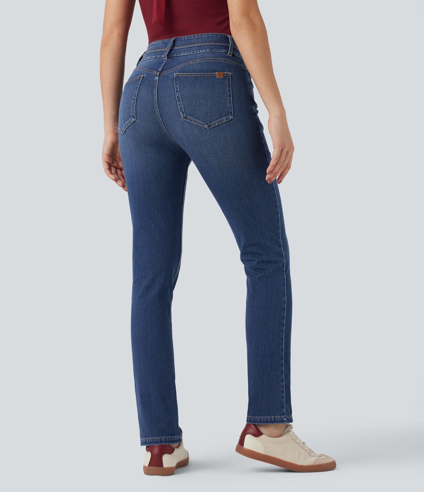 Jean ajusté Halara Flex™ taille mi-haute double ceinture avec poches