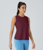 Top Débardeur Yoga Uni à Ourlet Croisé et Découpe