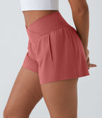 Breezeful™ Shorts 10cm Yoga Séchage Rapide 2 en 1 Taille Haute Poches Latérales Croisées