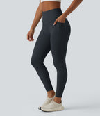 Legging taille haute gainant côtelé avec poches