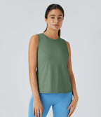 Top Débardeur Yoga Uni à Ourlet Croisé et Découpe