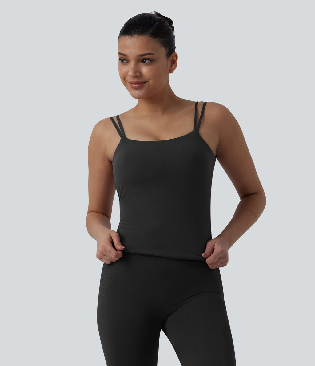 Débardeur court yoga dos nu torsadé doubles bretelles Halara UltraSculpt™ - Longueur allongée