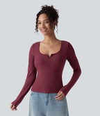 Top casual chaud push-up avec bonnets moulés, col cranté et manches longues - Bonnet A/B