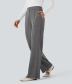 Pantalon tailleur droit taille haute avec poches