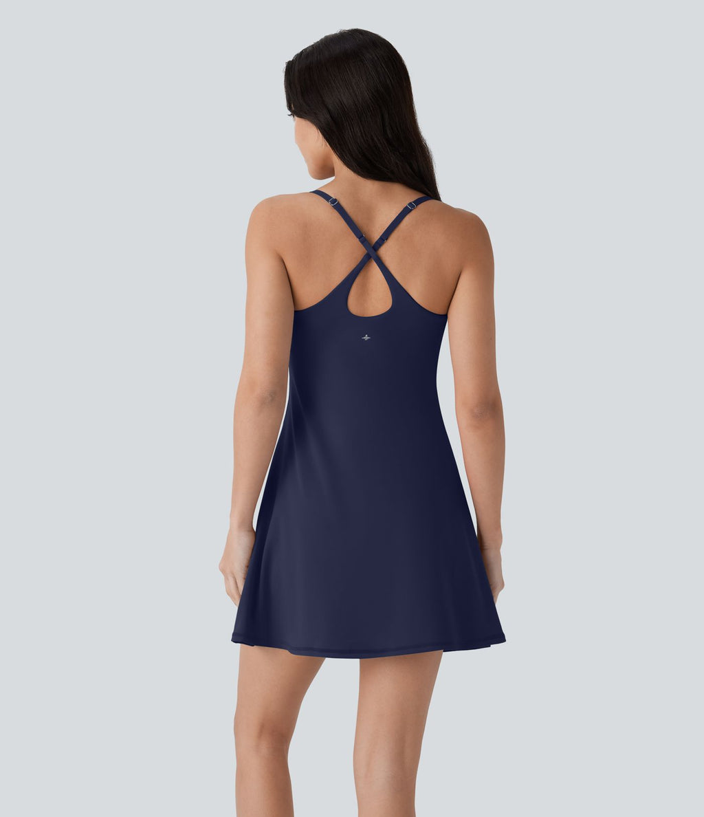 Softlyzero™ Plush Robe de danse courte dos nu avec short intégré - Version Easy Peasy