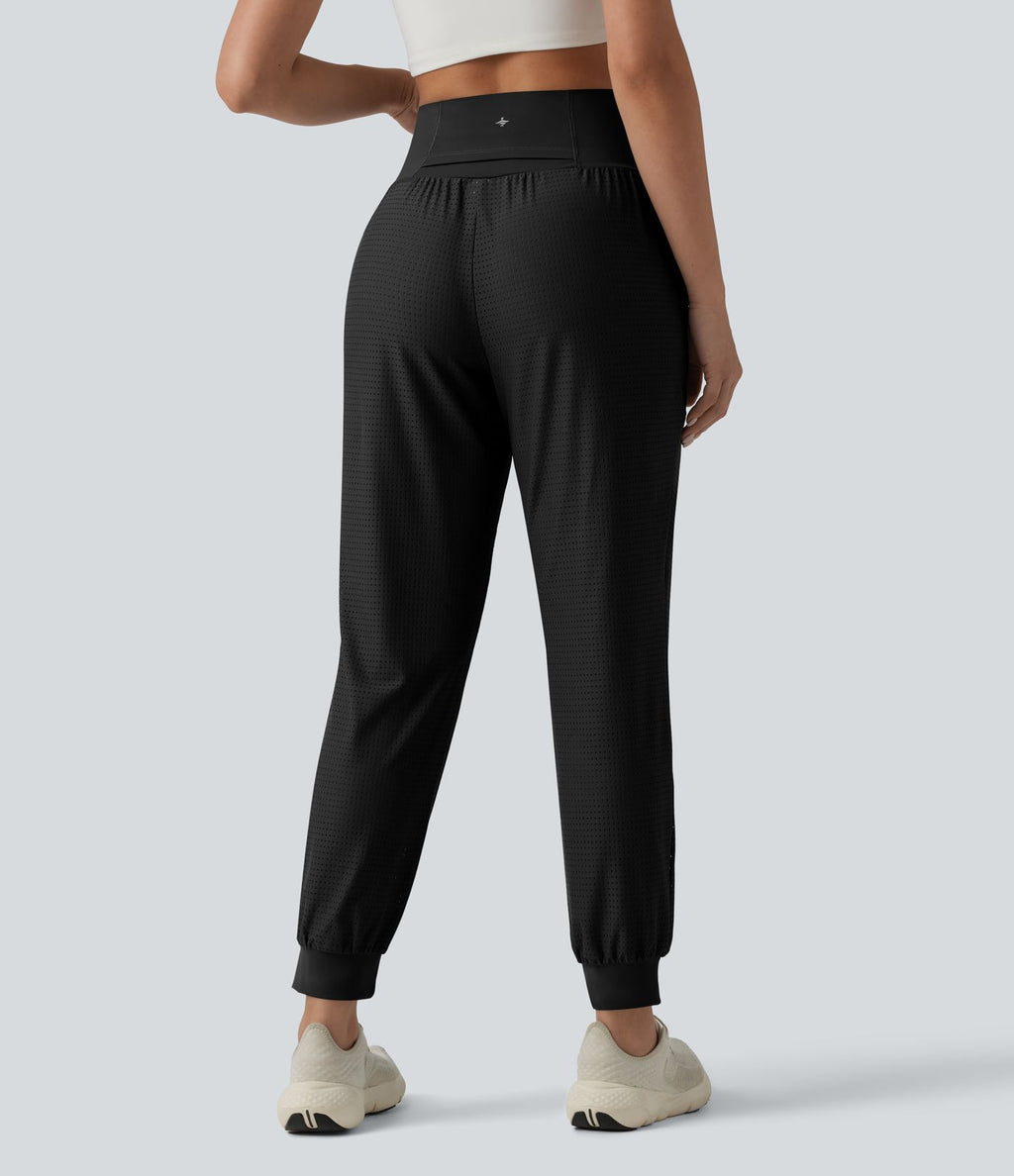 Jogging de yoga gainant taille haute avec œillets avec poches