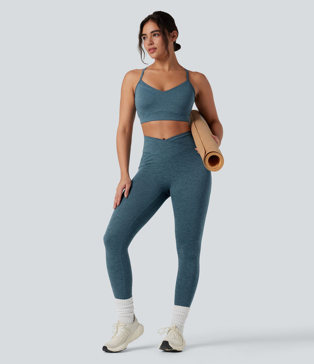 Legging yoga Halara UltraSculpt™ chiné croisé séchage rapide taille haute avec poches