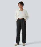 Pantalon tailleur jambes droites asymétrique taille haute Halara Flex™ DayStretch avec poches