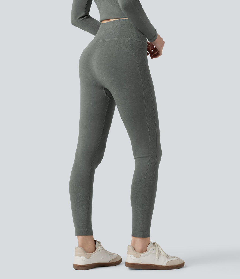 Legging 7/8 thermique gainant taille haute sans couture HeatCore OneForm Seamless Flow