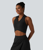 Débardeur de yoga SoftlyZero™ Airy court col V, brassière intégrée, dos nageur, ourlet croisé, à effet frais InstantCool