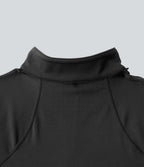 PuffFlex Manteau doudoune 3-en-1 court casual à col montant et veste à ourlet arrondi avec passants pouces et poche