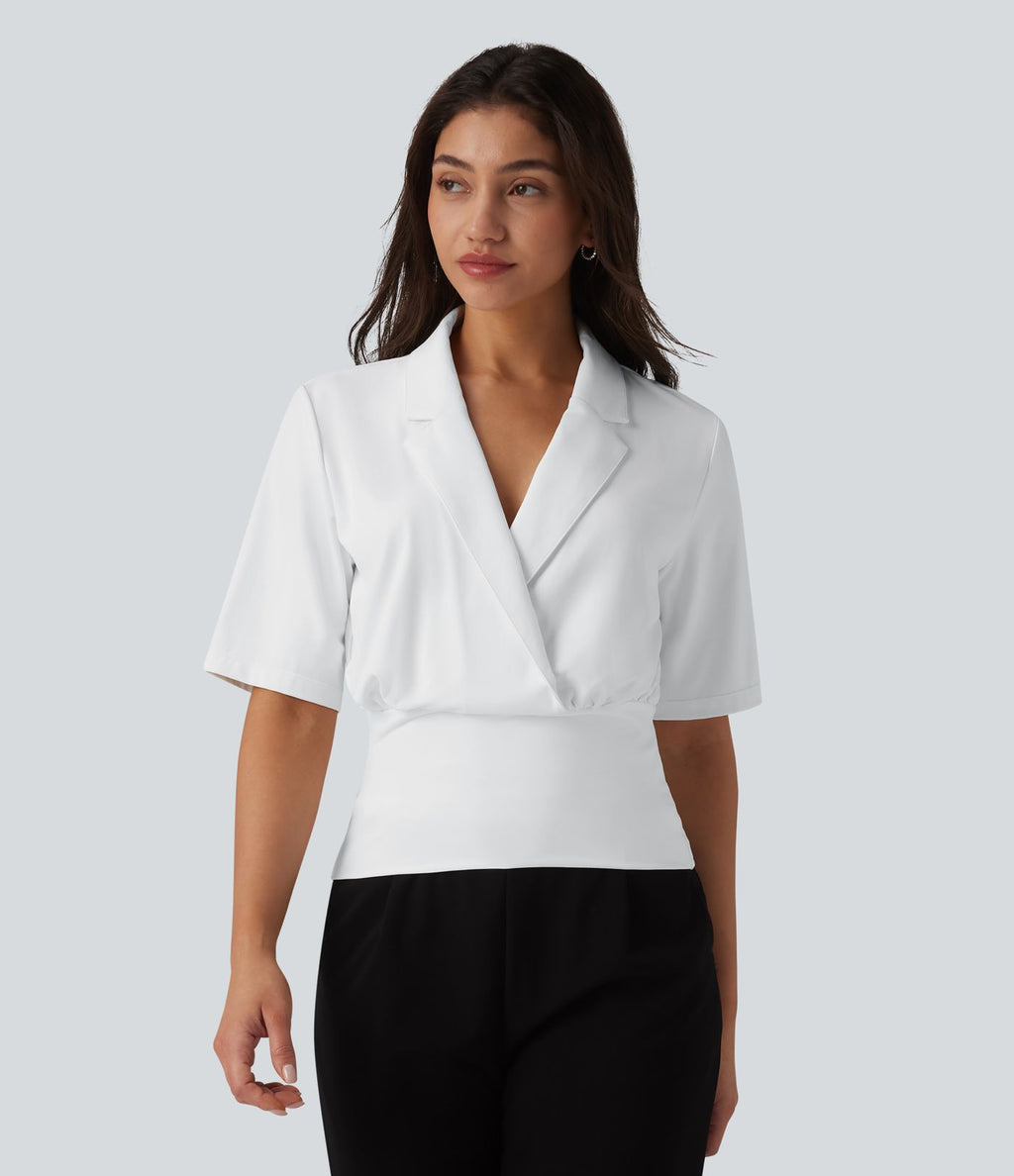 Haut SoftlyZero™ à revers pour le bureau, manches courtes, taille cintrée, protection solaire UPF50+