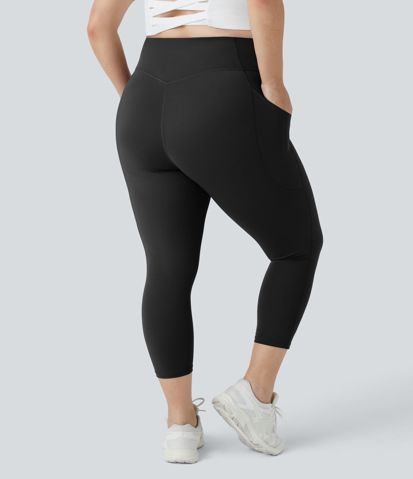 Legging Capri Training Taille Haute Poches Latérales Sculptante Grande Taille