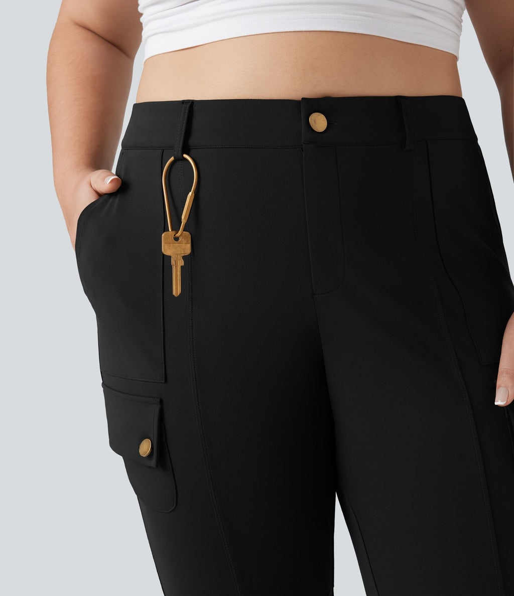 Pantalon cargo grande taille pedal pusher ajusté taille haute DayStretch avec poches