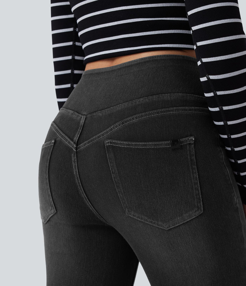Legging 7/8 skinny en denim Halara Flex™ taille haute gainant avec poches