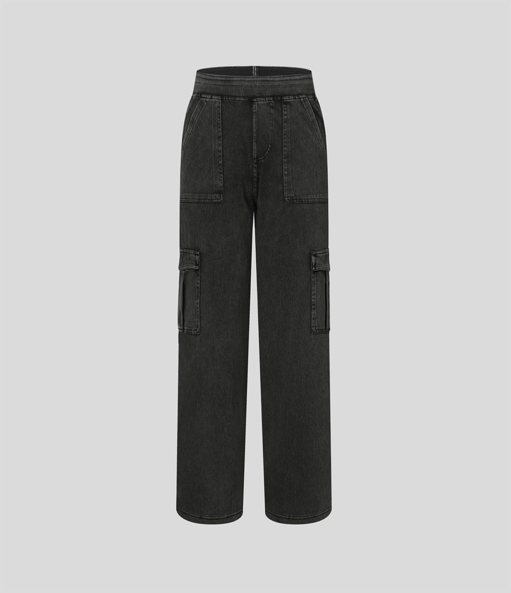 Halara Flex™ Taille Mi-Haute Multiples Poches Jambe Droite Jean Cargo Décontracté Extensible