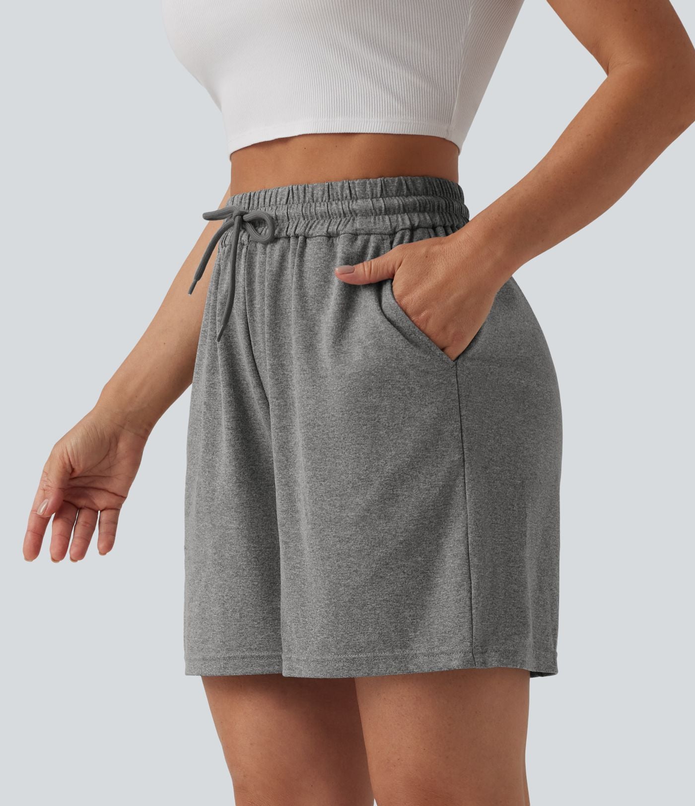 Short ample décontracté taille haute avec cordon de serrage 12,5 cm et poches