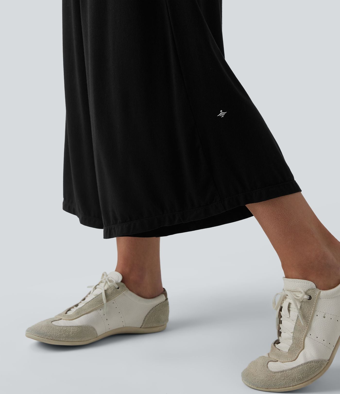 Pantalon casual 7/8 large taille haute à fronces avec poches