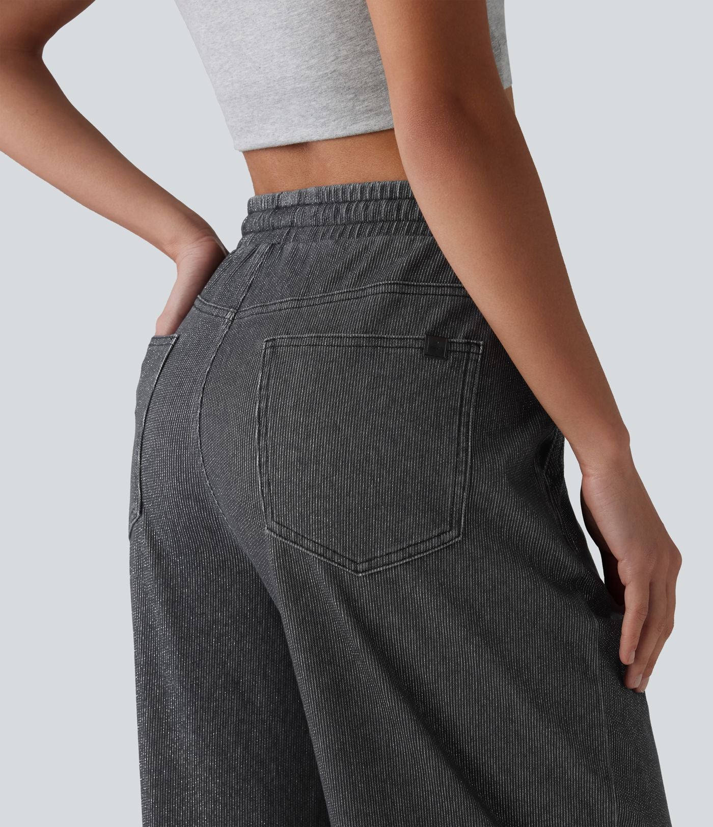 Jogging taille basse Halara Flex™ jambes larges, effet sparkle, avec poches