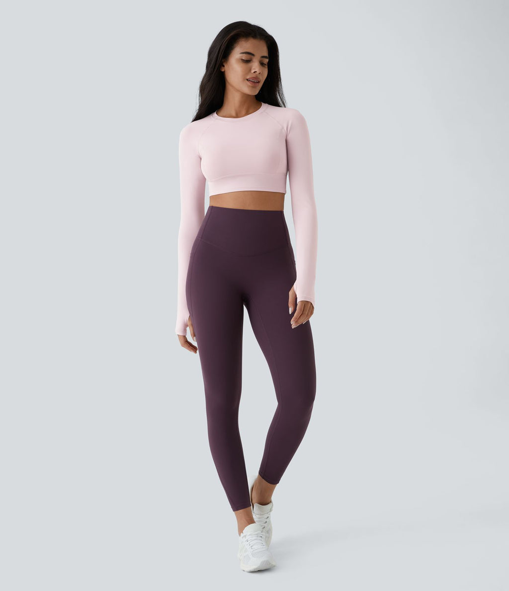 Top Sport Yoga Uni à Trou pour le Pouce Coupe Courte