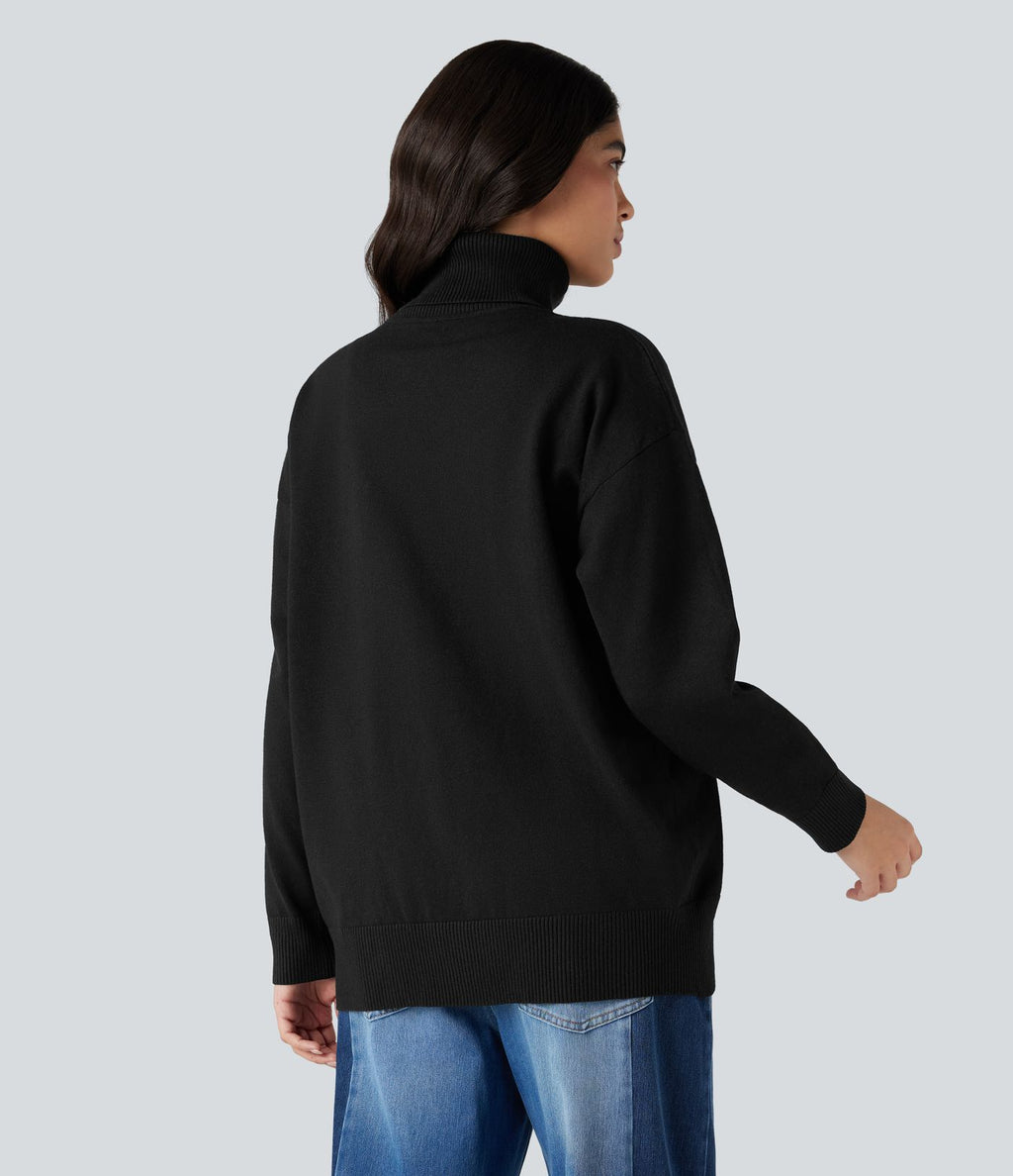 Pull tailleur col montant manches longues - Réversible devant et dos