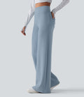 Pantalon décontracté ample taille haute avec poches