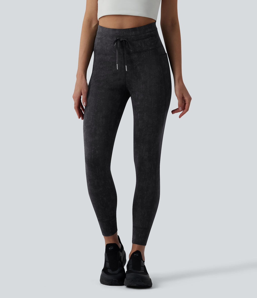 Legging casual 7/8 taille haute avec cordon de serrage et poches