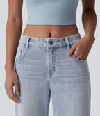 Jean Halara Flex™ mi-taille large ample délavé décontracté avec poches