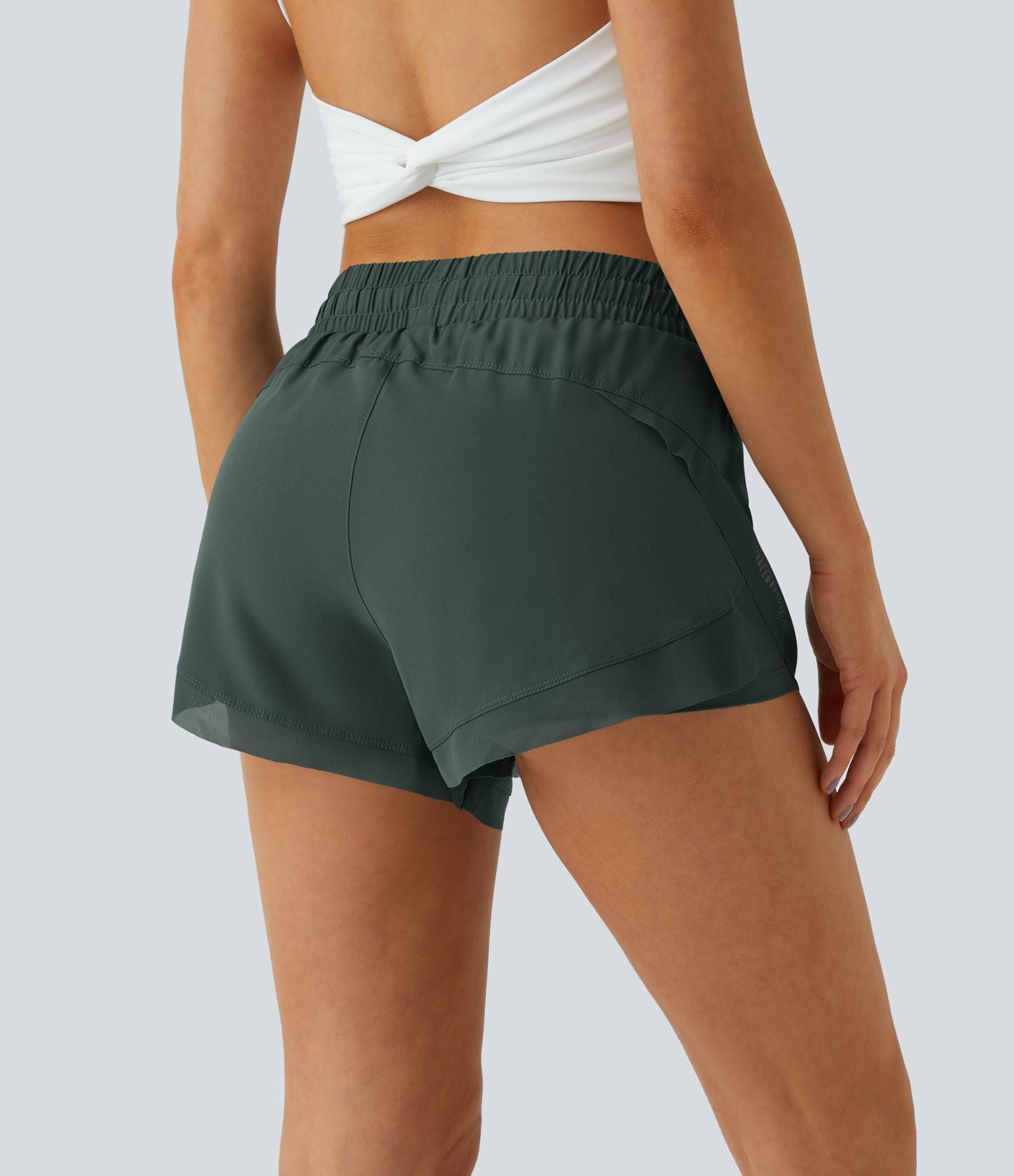 Shorts Running 7,5cm 2 en1 Taille Mi-Haute Cordon de Serrage Empiècement Mesh Contrastant