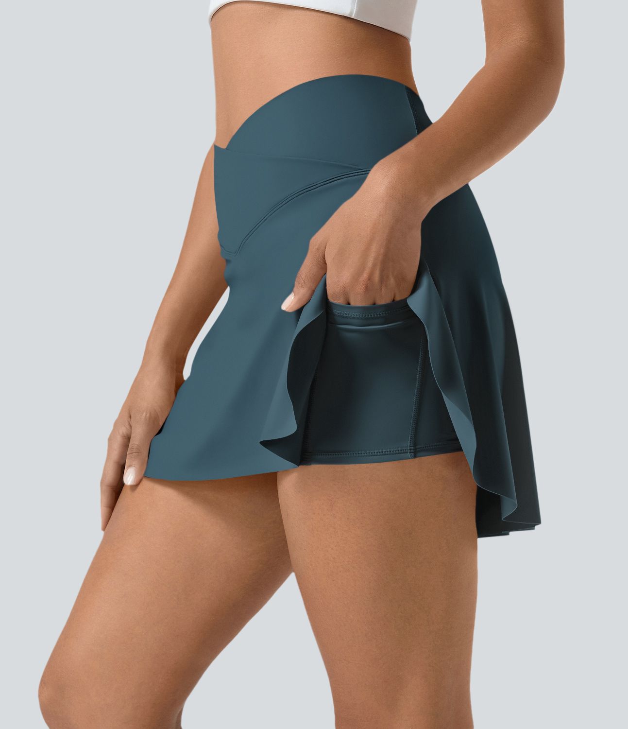 Jupe de tennis mini 2-en-1 quotidienne SoftlyZero™ Airy avec croisement, poche latérale et effet frais InstantCool, Lucid, protection solaire UPF50+