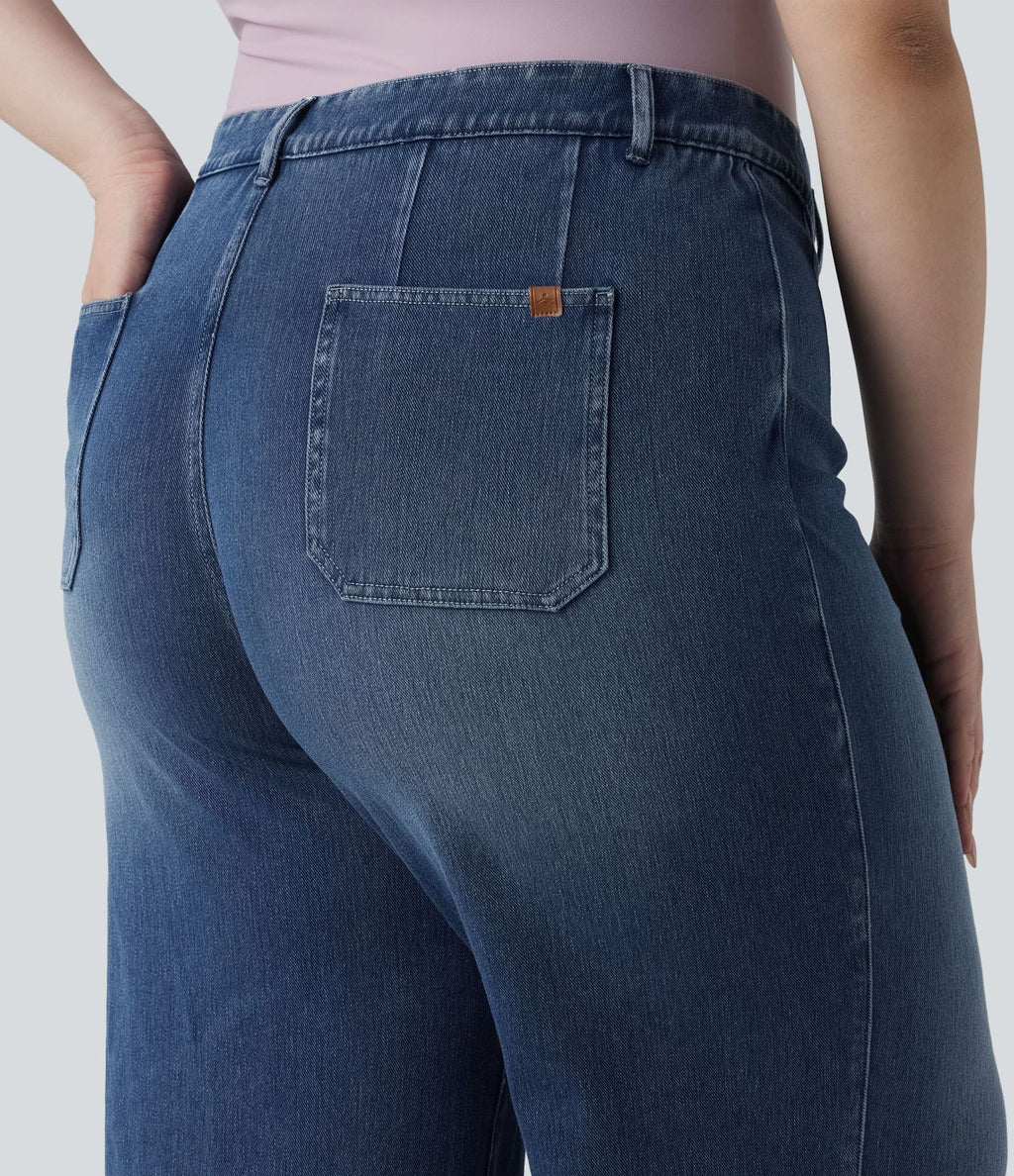 Halara Flex™ Jean large casual grande taille taille haute ventre plat avec poches